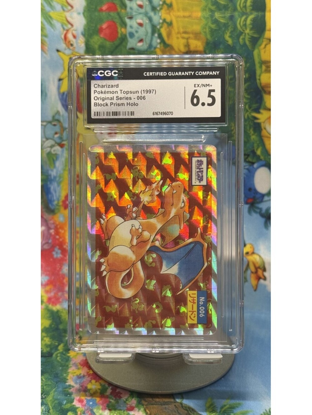 Charizard Topsun No.006 1997 Japanese Block Prism Holo POP3! CGC 6.5